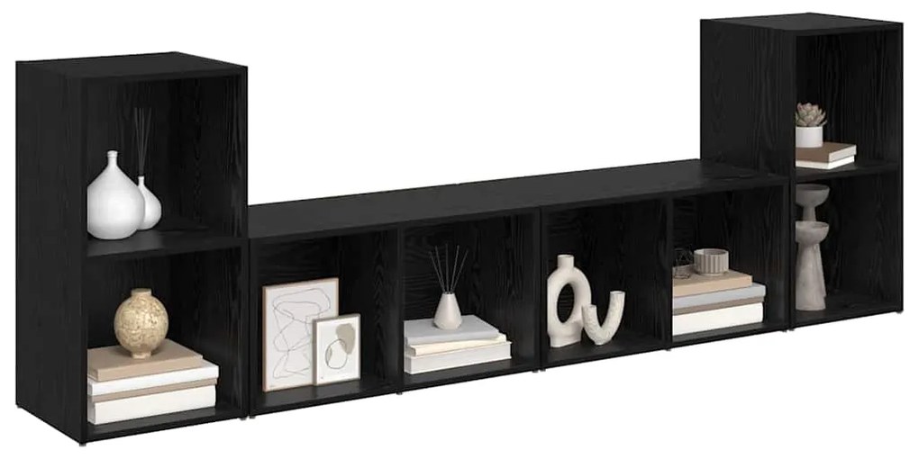 Conjunto de móvel de TV 4 pcs Carvalho Preto 72 x 35 x 36.5 cm