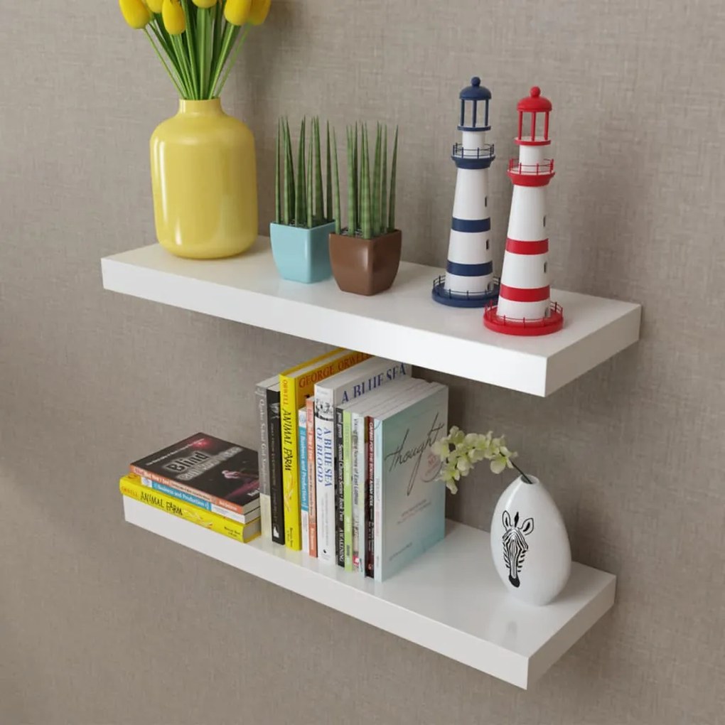 242183 vidaXL Prateleiras de parede para livros/DVD MDF branco