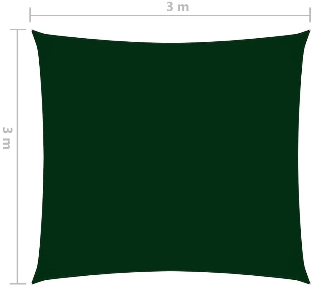 Para-sol estilo vela tecido oxford quadrado 3x3 m verde-escuro