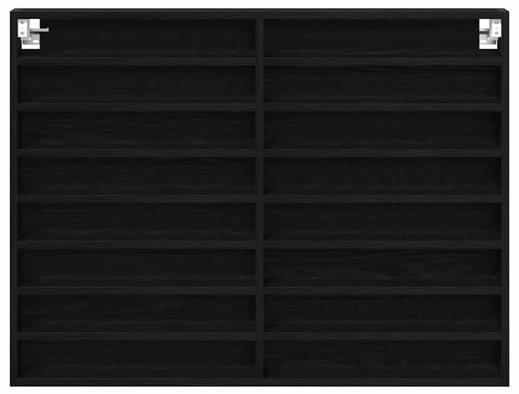 Gabinete Vitrine Preto Carvalho 100x8,5x75 cm Madeira engenheirada