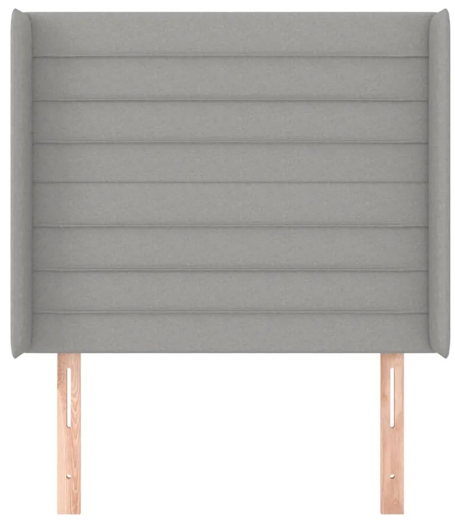 Cabeceira de cama c/ abas tecido 93x16x118/128cm cinzento-claro