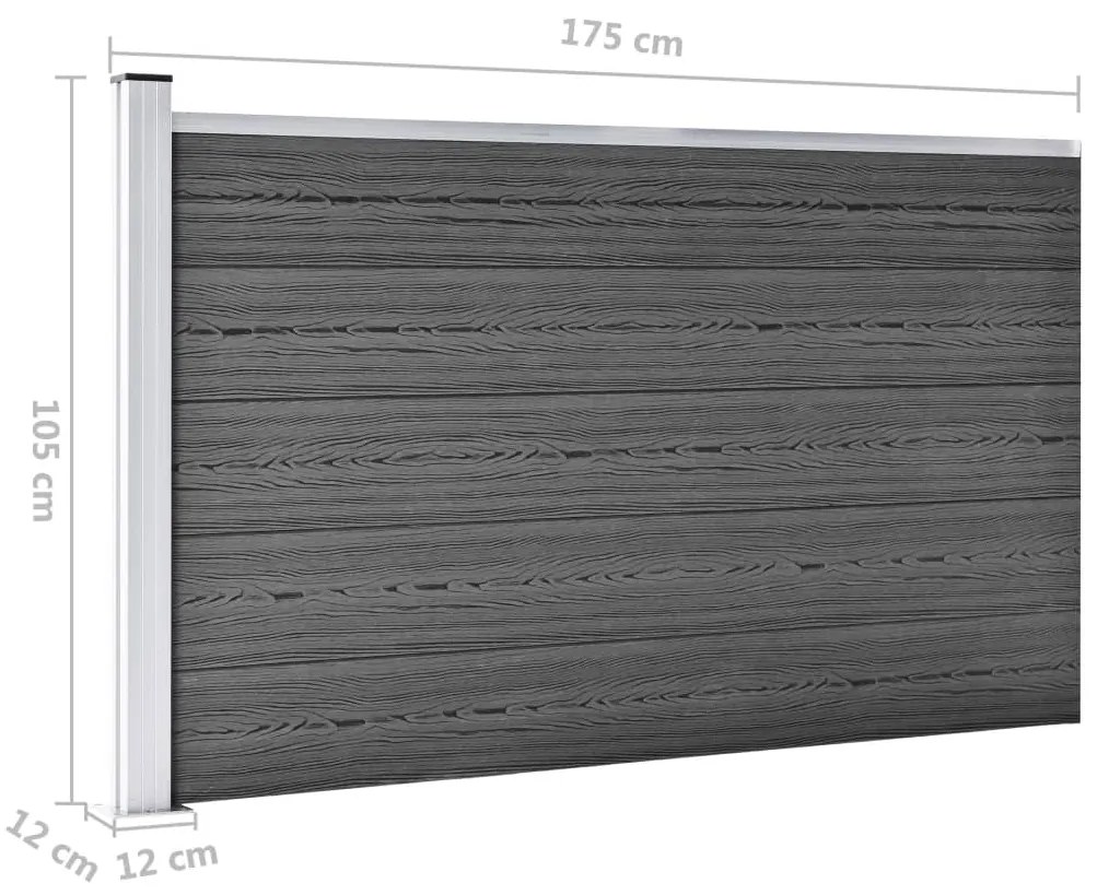 Conjunto de painéis de vedação WPC 872x105 cm preto