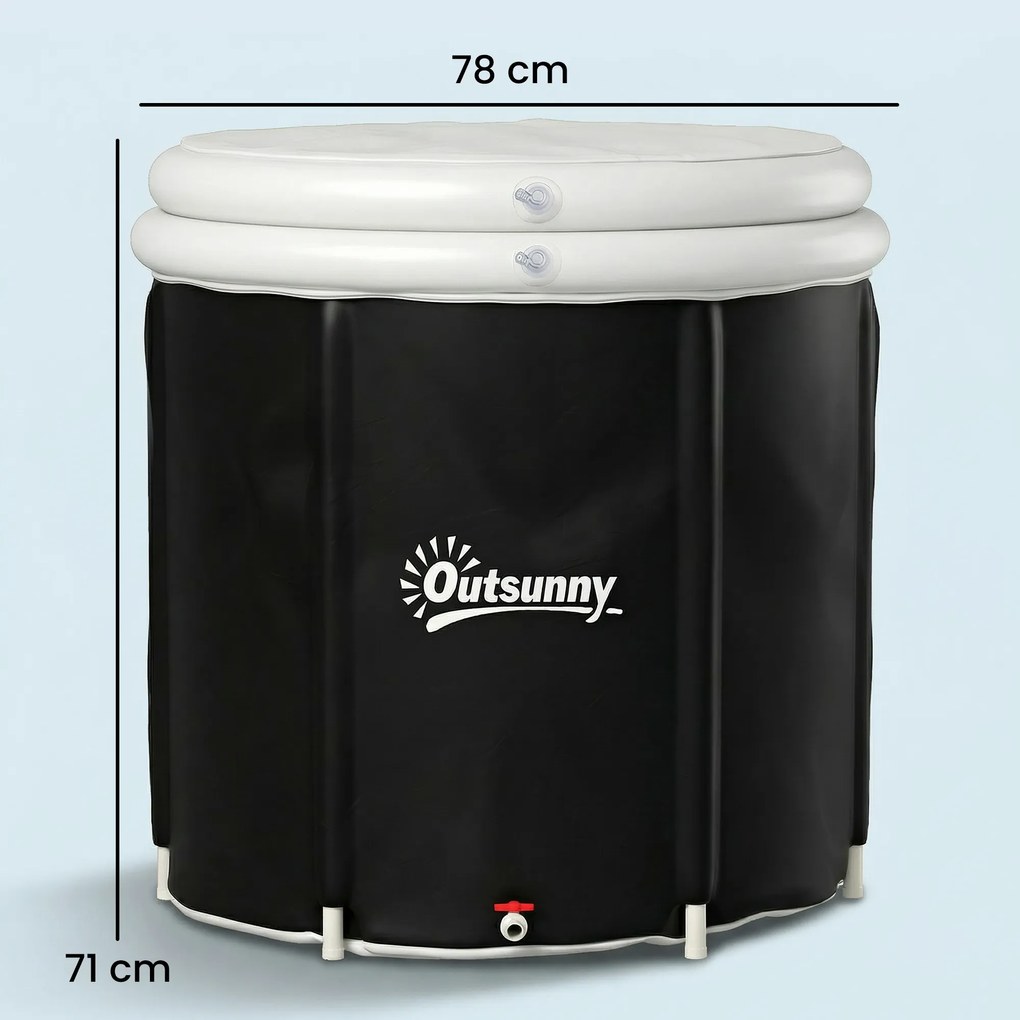 Banheira de Gelo 280L Insuflável Portátil para Recuperação de Atletas com Tampa e Bomba Ø78x71 cm