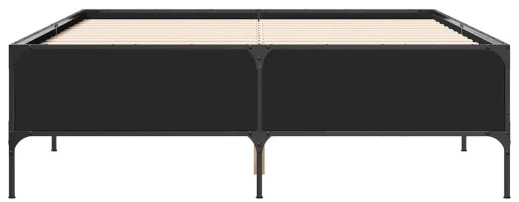 Estrutura de cama 140x190 cm derivados de madeira/metal preto