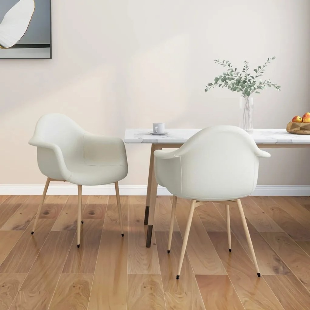 vidaXL Cadeiras de jantar 2 pcs tecido cor creme