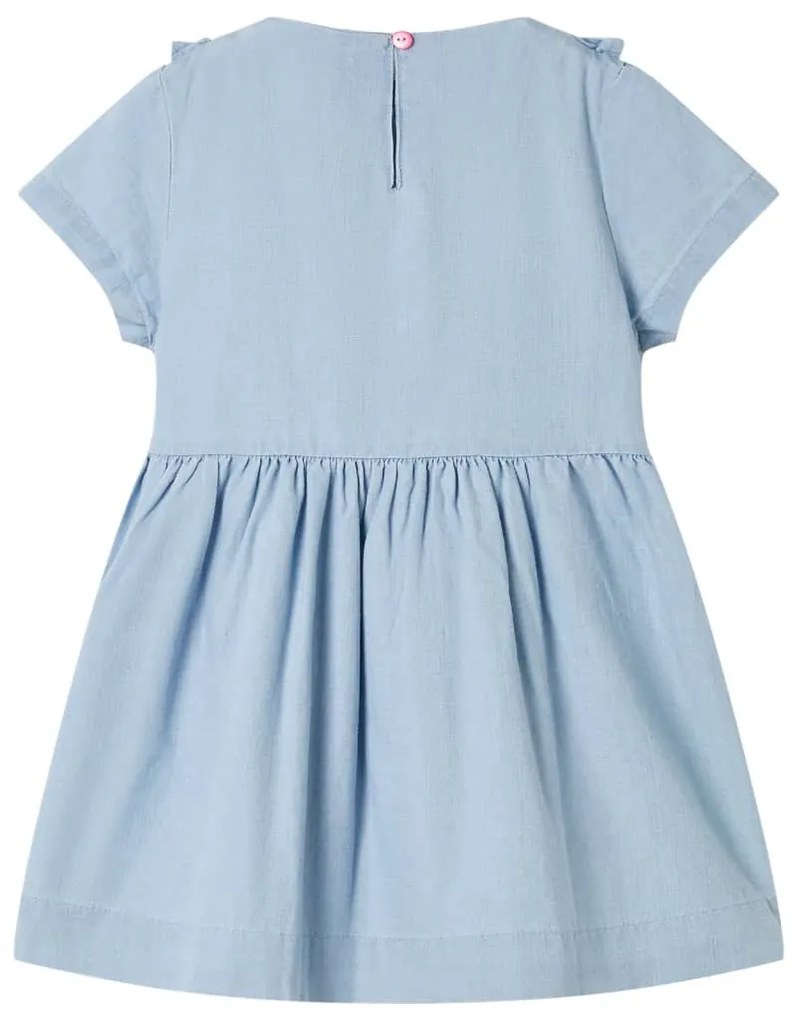 Vestido de criança com folhos azul-suave 92