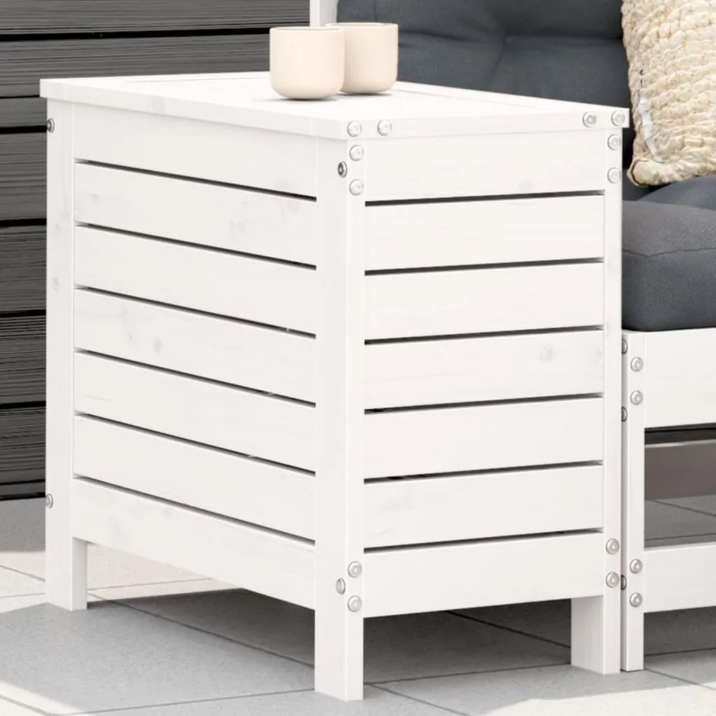 vidaXL Apoio de pés para jardim 62x31,5x52 cm pinho maciço branco