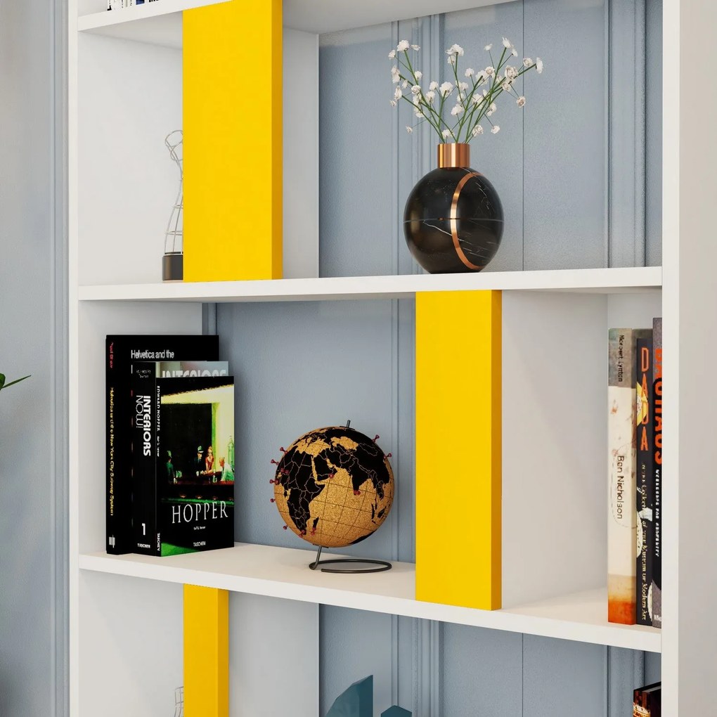 Estante Lima – Branco/Amarelo – 90x180x20 cm