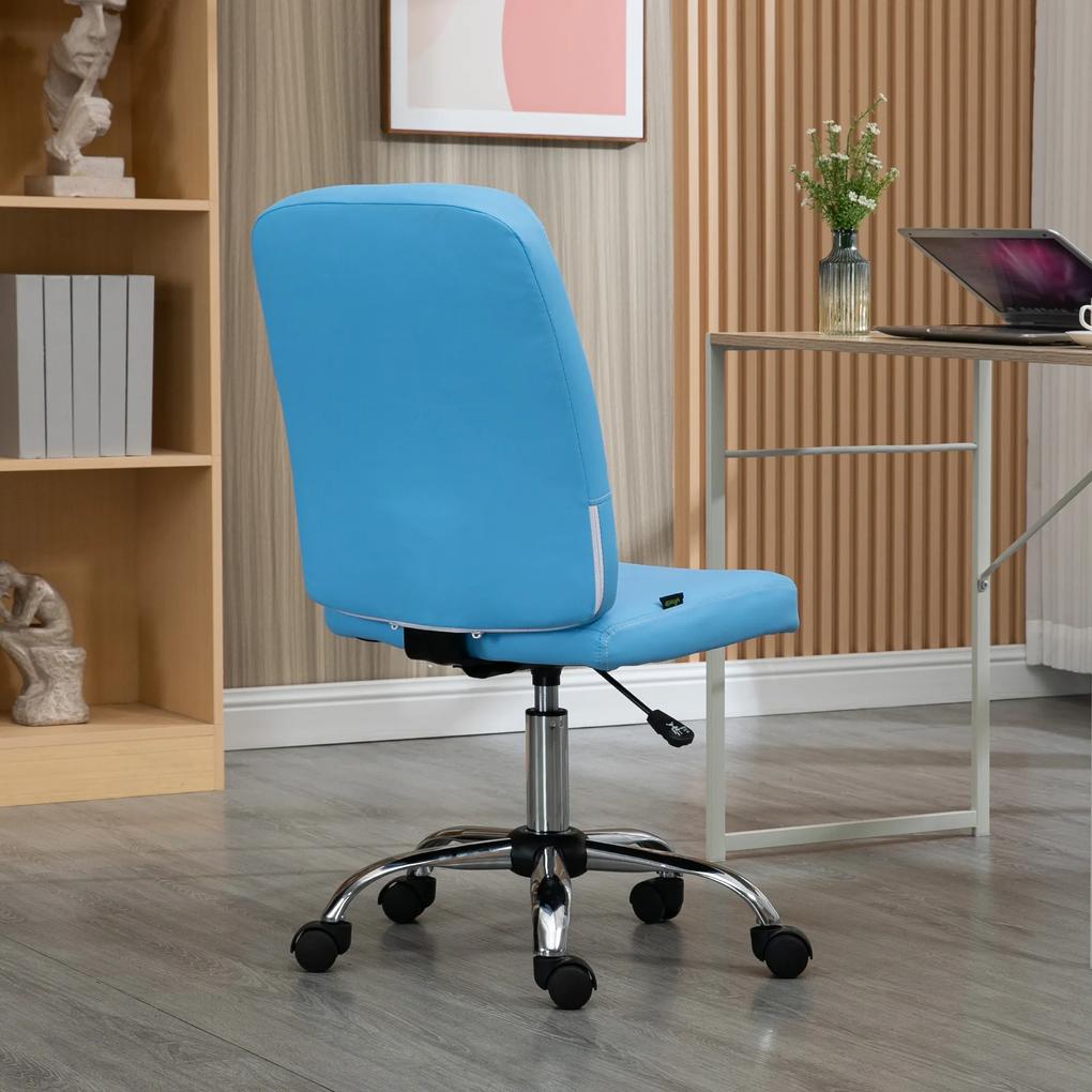 Cadeira de Escritório operativa Giratória de Couro Sintético com Altura Ajustável Moderno Carga 120 kg 45x59x100 cm Azul