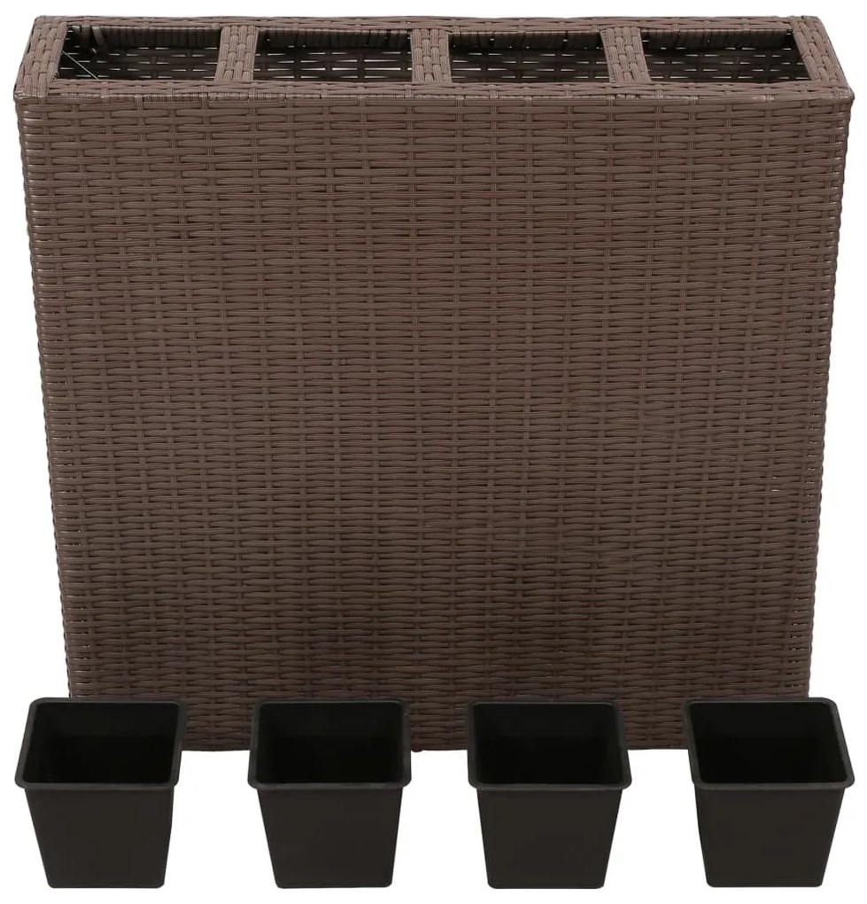 Floreira com 4 vasos vime PE castanho
