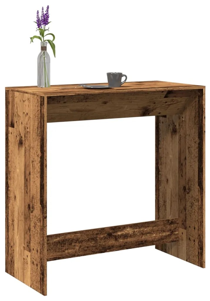 vidaXL Mesa de bar 102x50x103,5 cm derivados de madeira madeira velha