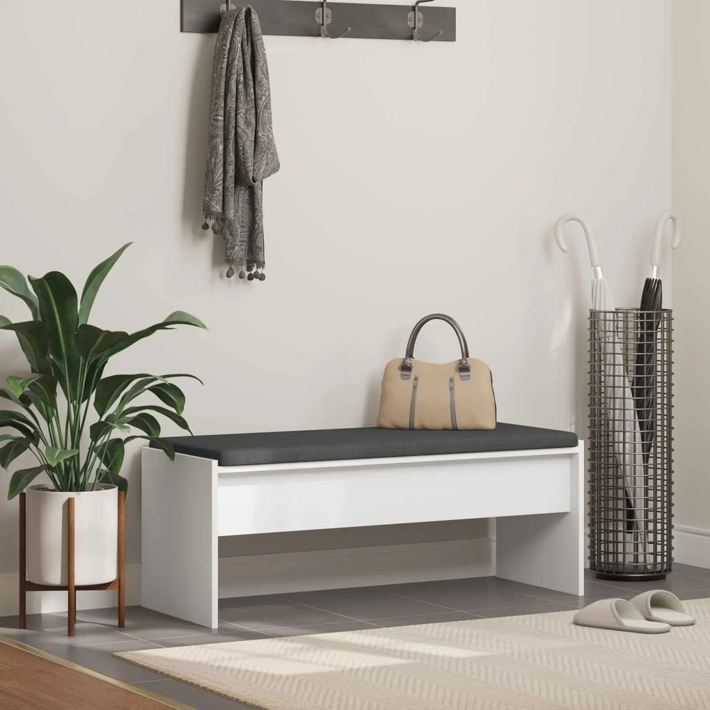 vidaXL Banco de Hall com almofada Branco 100 x 38 x 46 cm