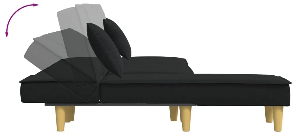 Sofá-cama em forma de L 279x140x70 cm tecido preto