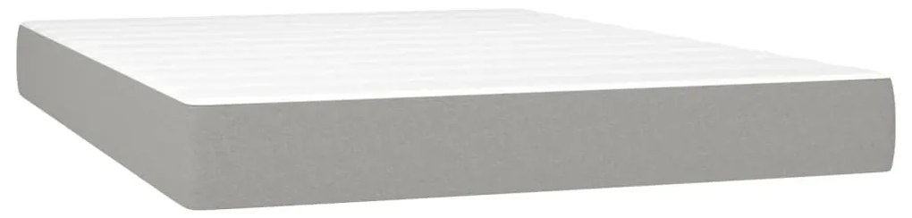 Cama box spring c/ colchão e LED 140x190 cm tecido cinza-claro