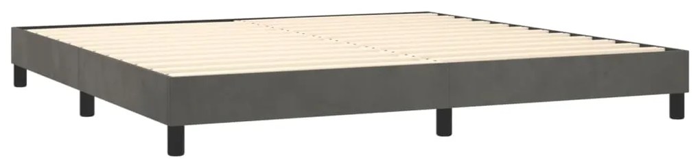Cama box spring c/ colchão/LED 200x200cm veludo cinzento-escuro