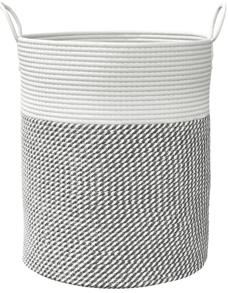 Cesto de arrumação Ø38x46 cm algodão cinzento e branco