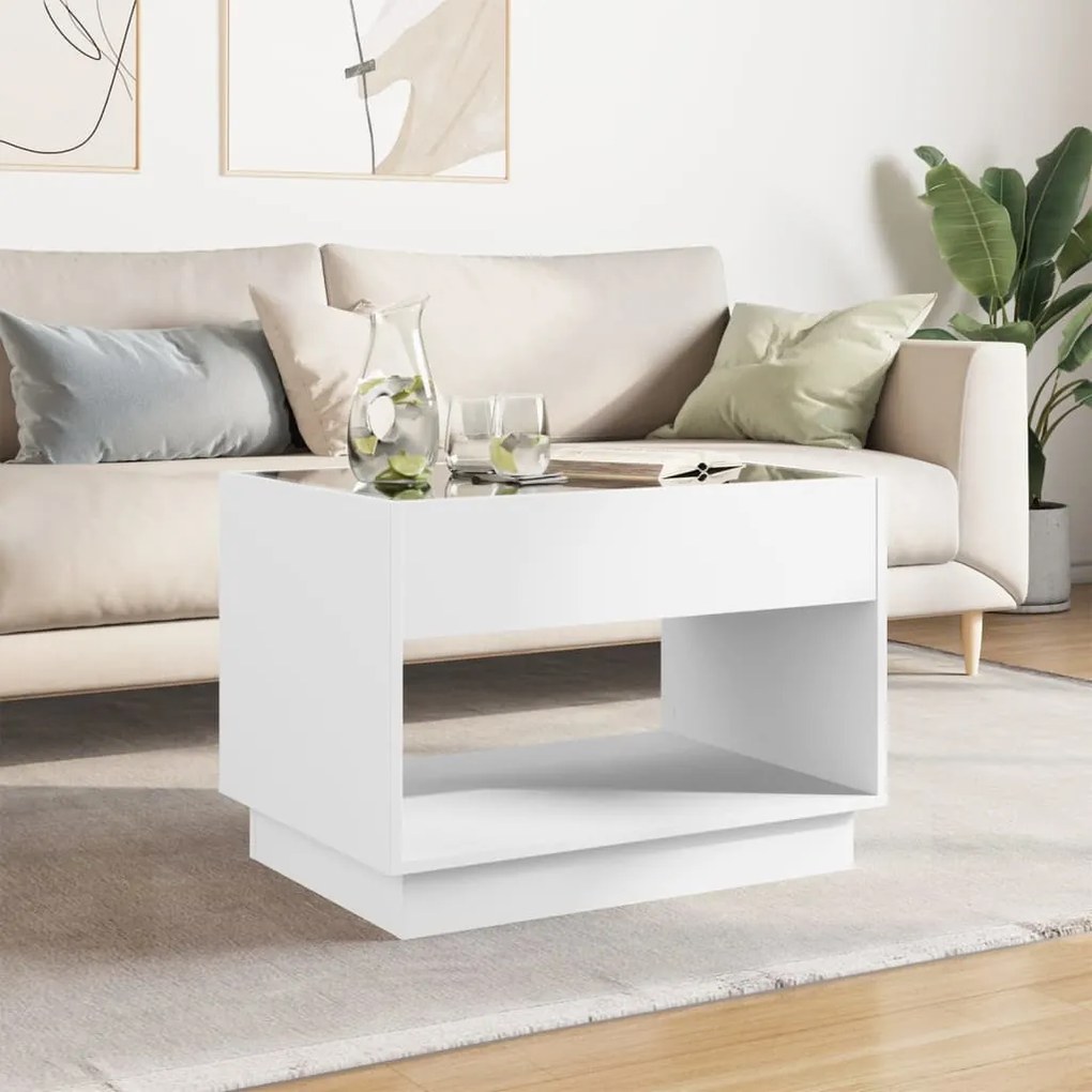 Mesa de centro luzes LED Infinity 70x50x50 cm branco