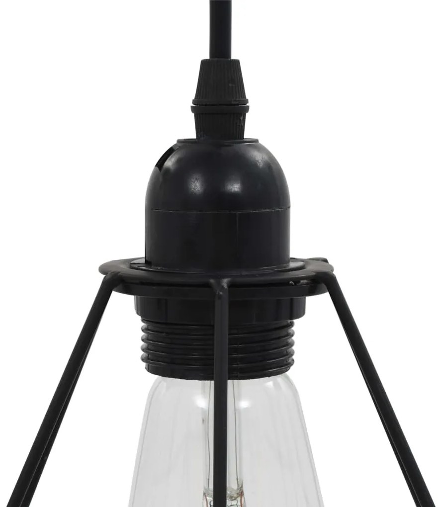 Candeeiro de teto com design diamante 3 lâmpadas E27 preto