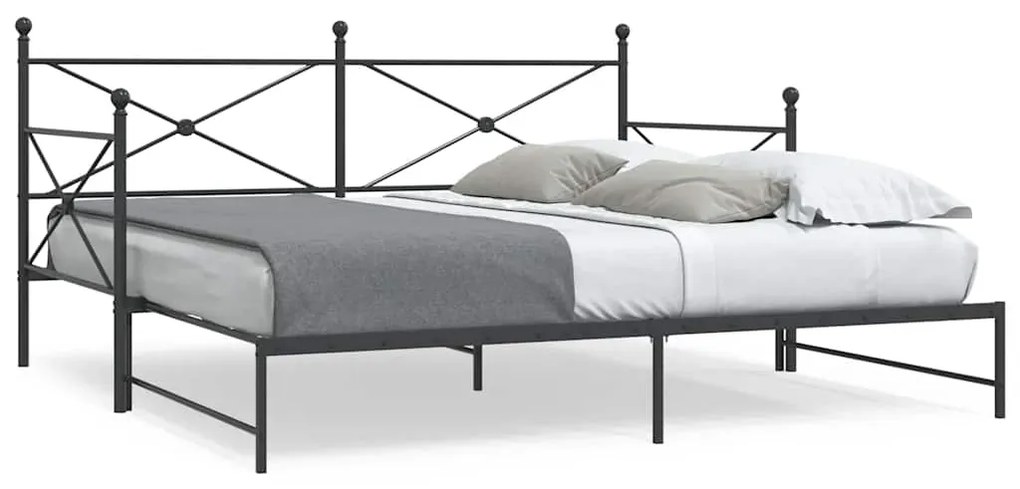 vidaXL Cama de dia com gavetão sem colchão 100x190 cm aço preto