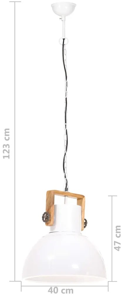 Candeeiro suspenso industrial redondo 25 W 40 cm E27 branco