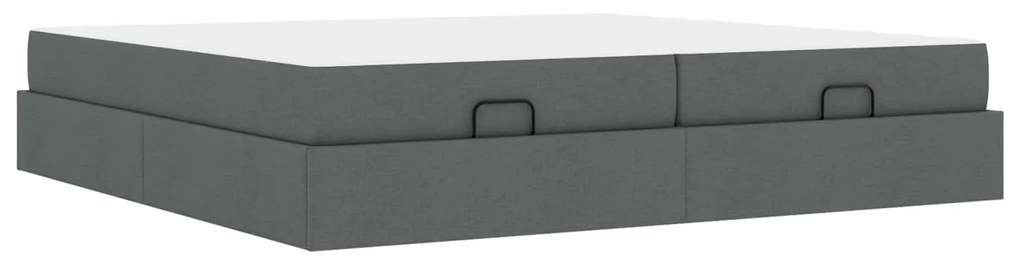 vidaXL Estrutura de cama com colchão 2 pcs Cinza Escuro tecido