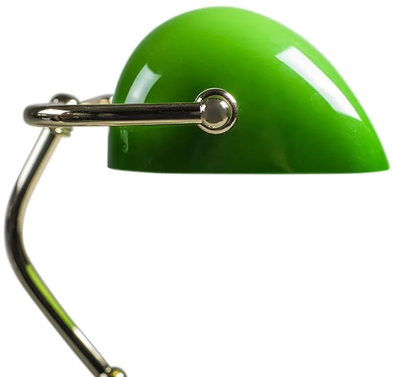 Candeeiro de mesa clássico/candeeiro de notário em latão com vidro verde - Banker