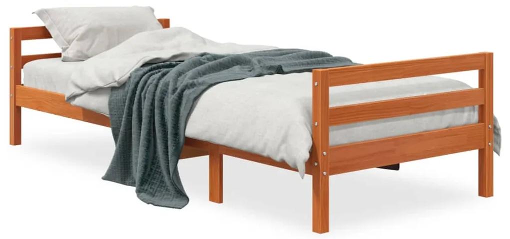 Estrutura de cama 90x190 cm madeira pinho maciça castanho cera
