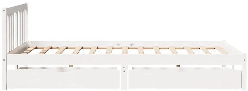Cama sem colchão 150x200 cm madeira de pinho maciça branco