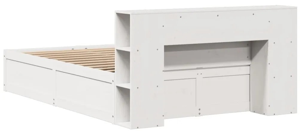 Cama sem colchão 140x190 cm madeira de pinho maciça branco