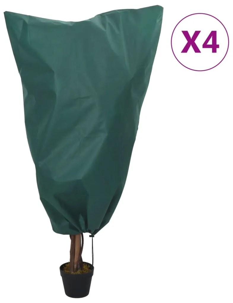 vidaXL Coberturas para plantas com cordão 4 pcs 70 g/m² 0,8x1,2 m