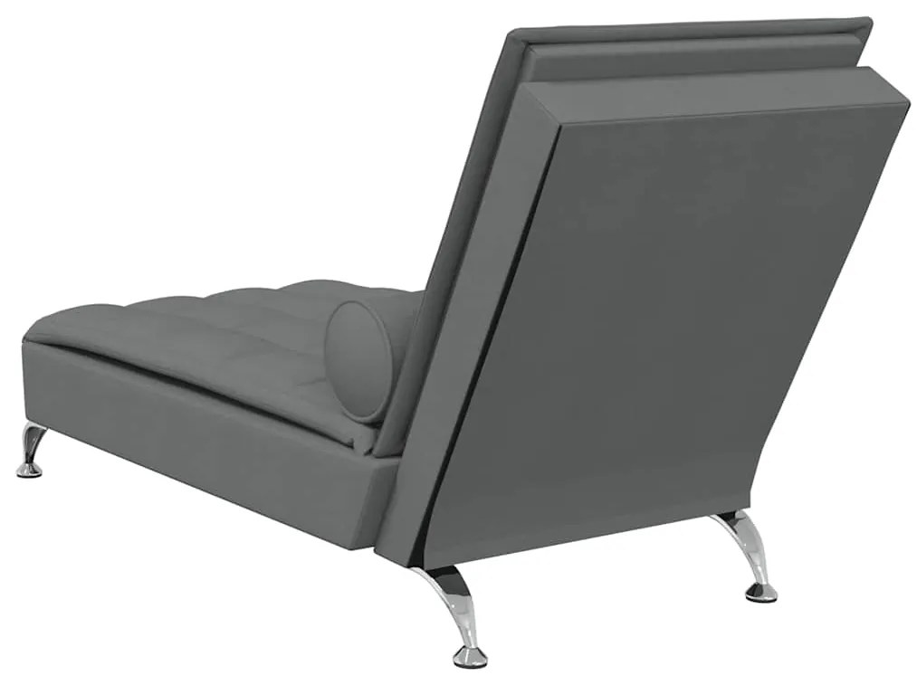 Chaise lounge de massagem com rolo tecido cinzento-escuro
