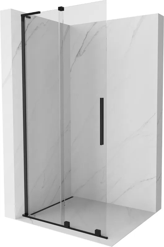 Mexen Velar L parede de duche deslizante Walk-in 110 x 200 cm, transparente 8 mm, preta - 871-110-003-03-70