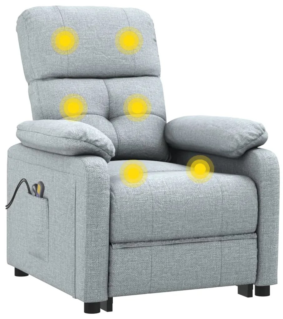 Poltrona de massagens elétrica tecido cinzento-claro