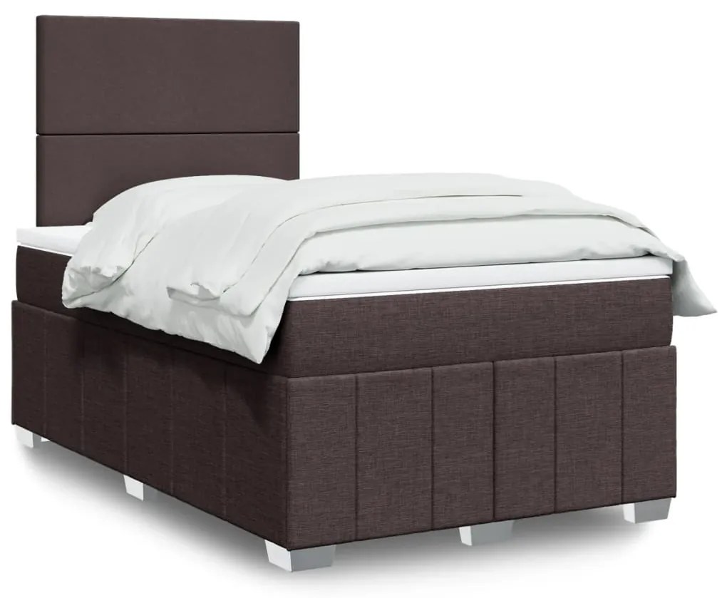 vidaXL Cama com molas/colchão 120x200 cm tecido castanho-escuro