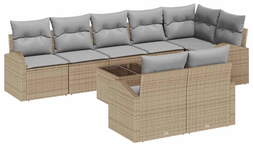 Conjunto de Sofá de Jardim 9 Peças com Almofadas Rattan Sintético Pret