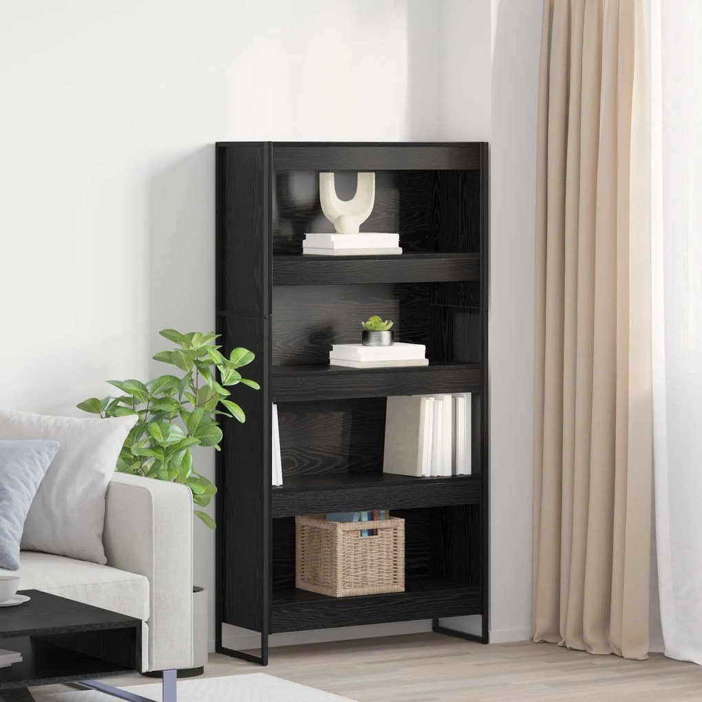 vidaXL Gabinete de Livros 2 pcs Carvalho Preto 80 x 30 x 155 cm