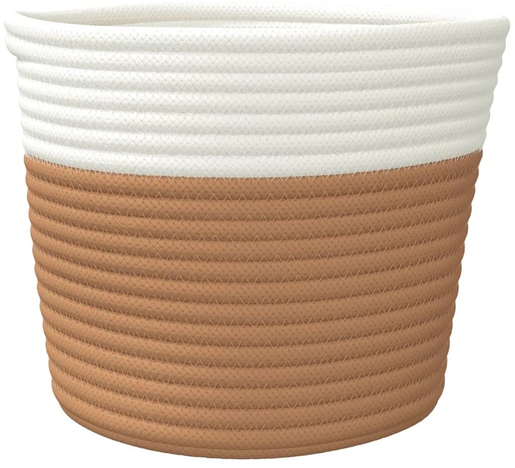 Cestos de arrumação 2 pcs Ø24x18 cm algodão castanho e branco