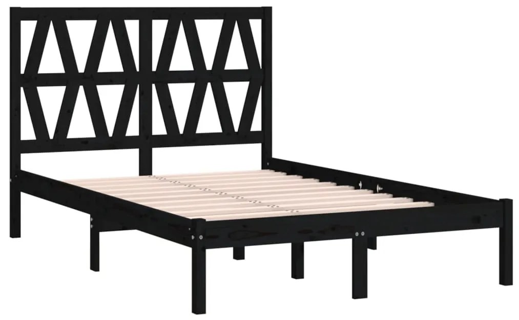 Estrutura de cama 140x190 cm madeira de pinho maciça preto