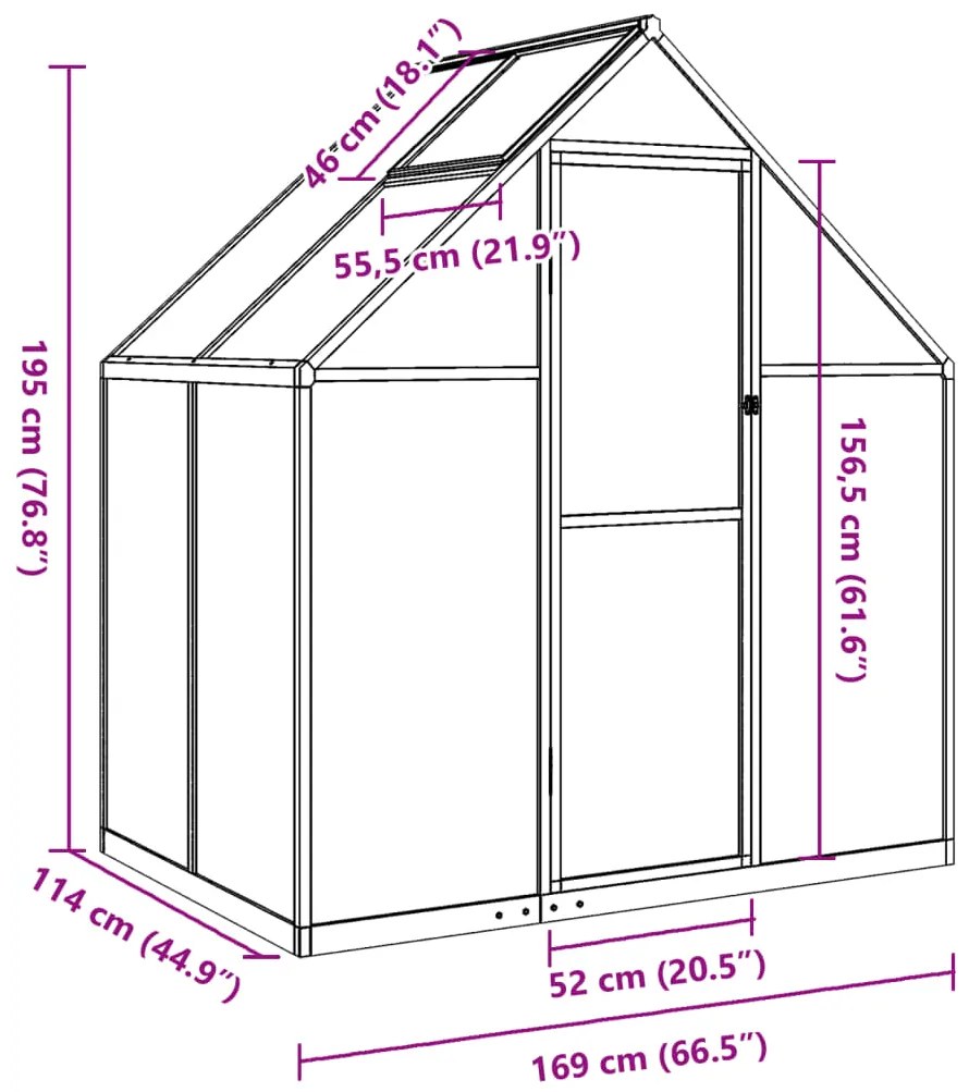 Estufa com estrutura de base 169x114x195 cm alumínio antracite