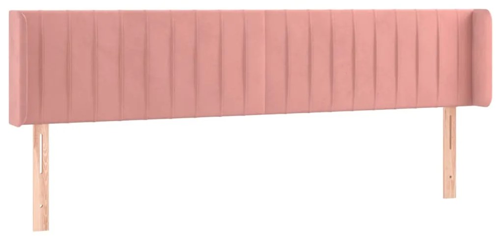 Cabeceira de cama c/ luzes LED veludo 183x16x78/88 cm rosa