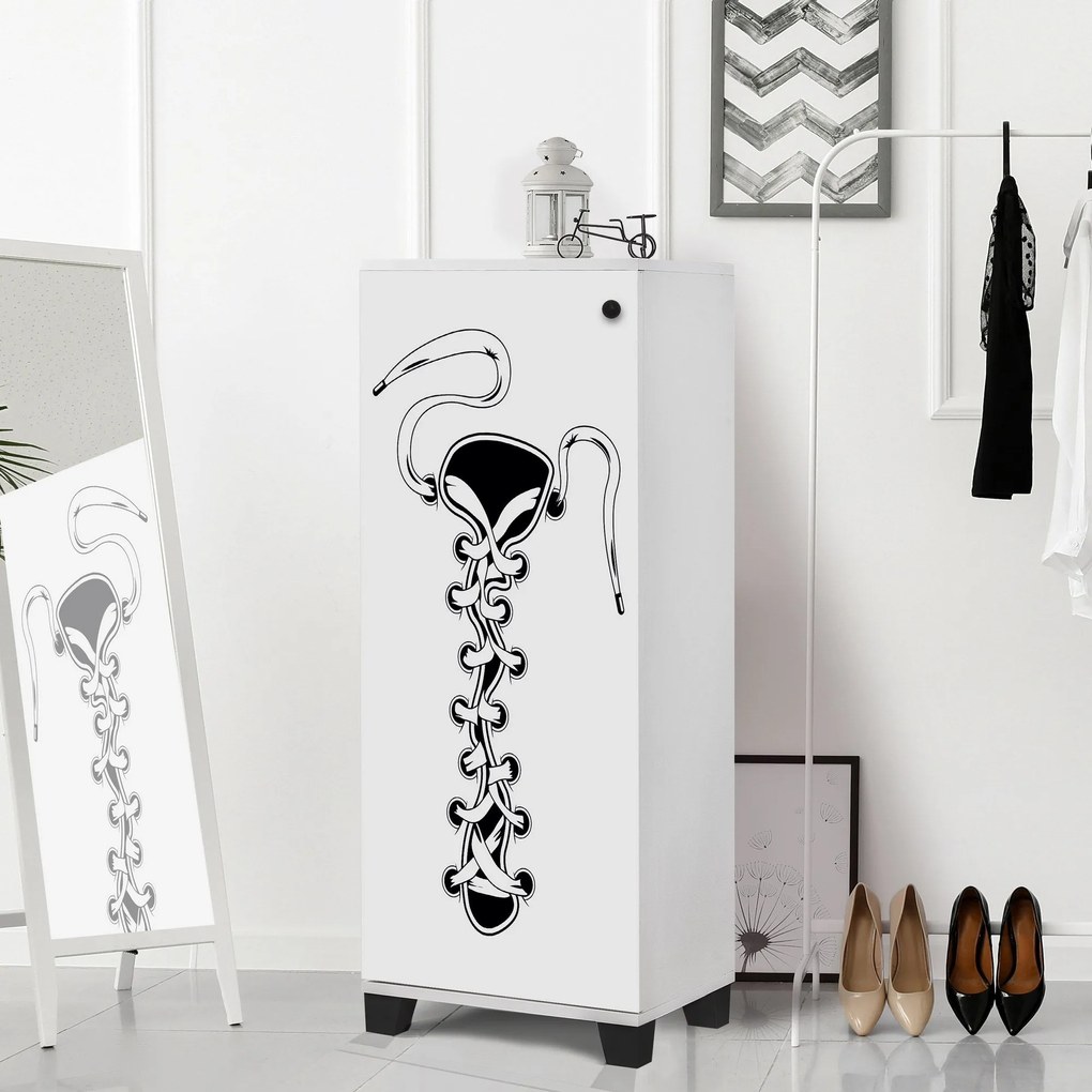 Sapateira Filinta – Branco/Preto – 50 cm x 127 cm x 38 cm