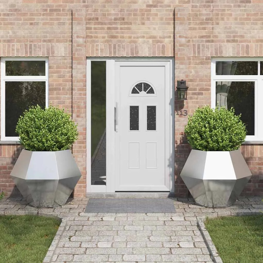 vidaXL Floreira 2 pcs Prateado 100 x 100 x 80 cm Aço inoxidável