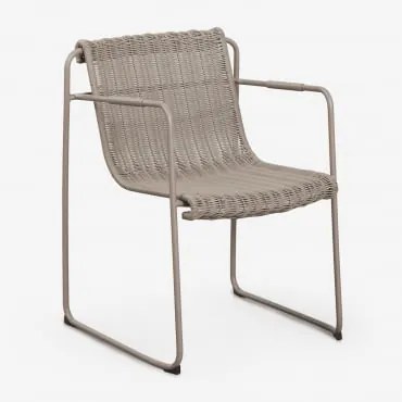 Pack De 4 Cadeiras De Jardim Empilháveis Com Apoios De Braços Em Rattan Sintético E Aço Revia Moka Brown - Sklum