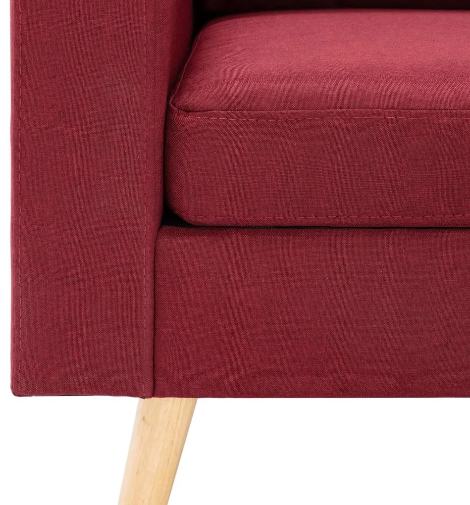 Sofá de 3 lugares com apoio de pés tecido vermelho tinto