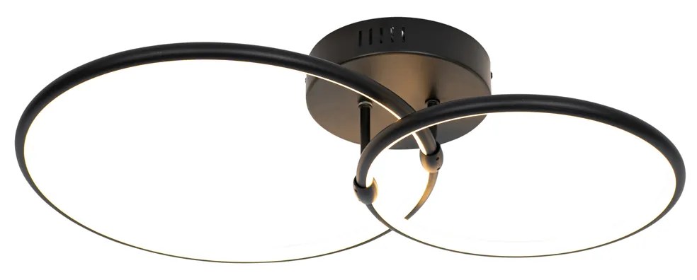 Candeeiro de teto preto com LED regulável em 3 etapas 2 luzes - Joaniqa Moderno