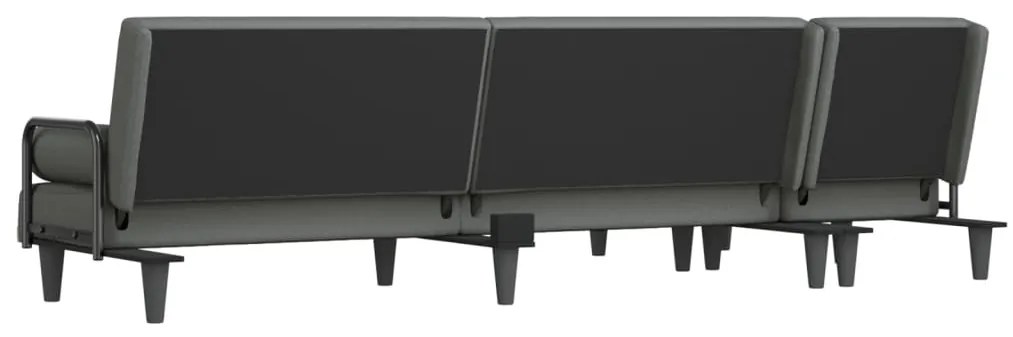 Sofá-cama em forma de L 260x140x70 cm tecido cinzento-escuro