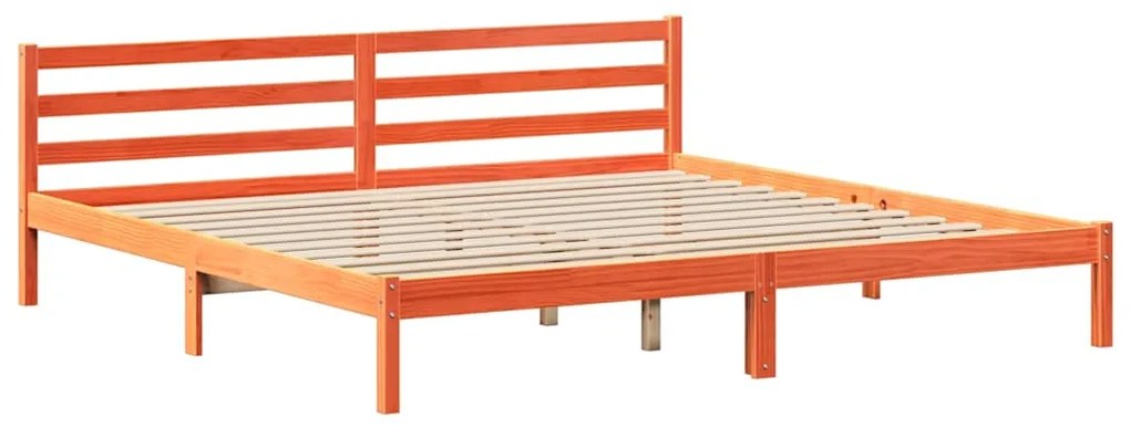 Cama sem colchão 200x200 cm pinho maciço castanho-mel