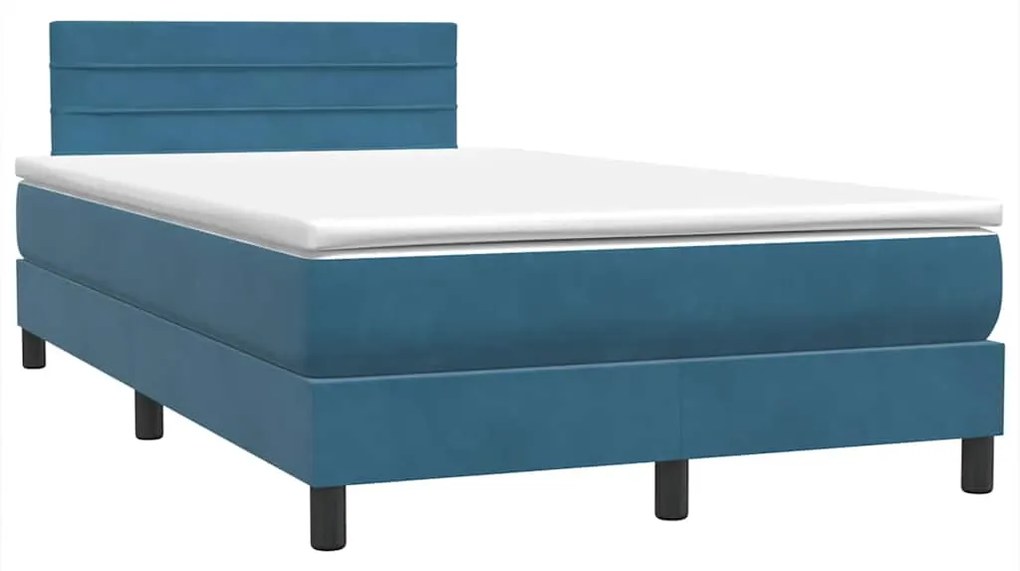 Cama com molas/colchão 120x210 cm veludo azul-escuro