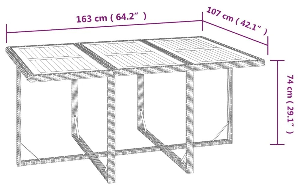 7 pcs conjunto de jantar p/ jardim c/ almofadões vime PE preto