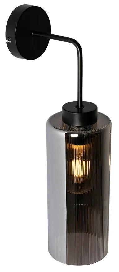 Candeeiro de parede inteligente preto com vidro fumado incluindo WiFi ST64 - Laura